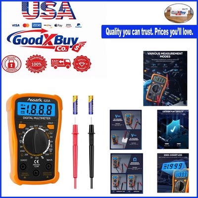 Pocket Digital Multimeter Voltage Tester AC/DC 2000 Counts Backlit LCD Includ...