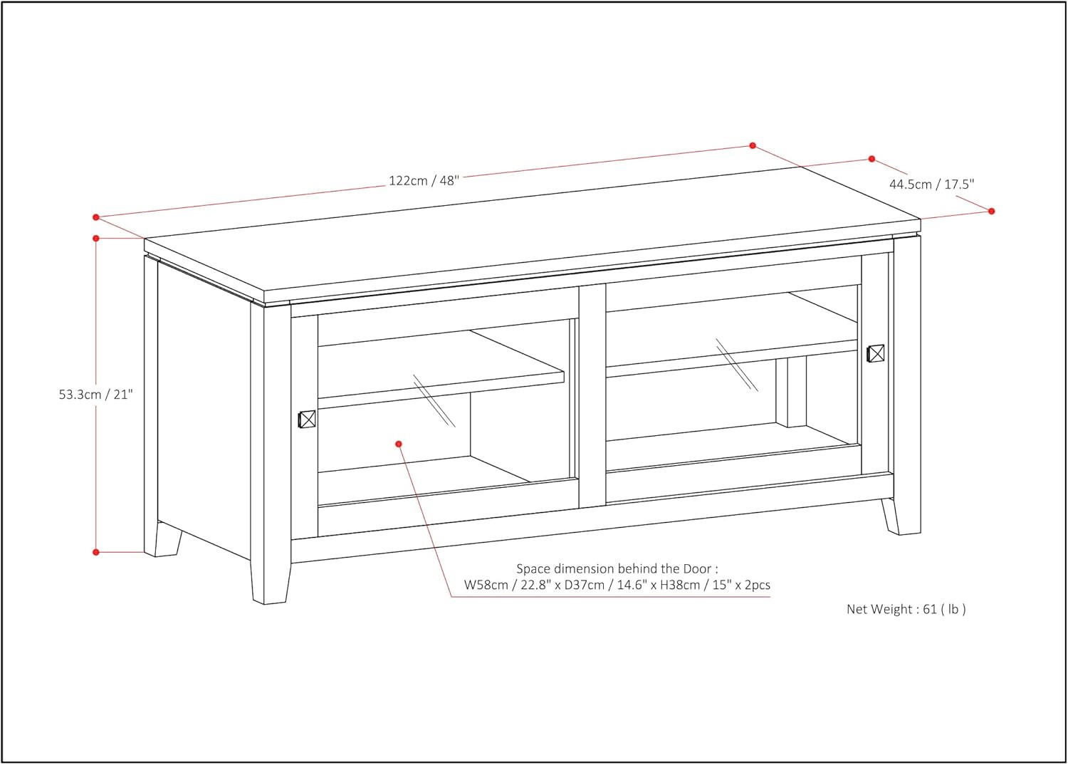 Sleek Black Solid Wood 48" TV Stand for TVs up to 55" - Modern Living Room Must-