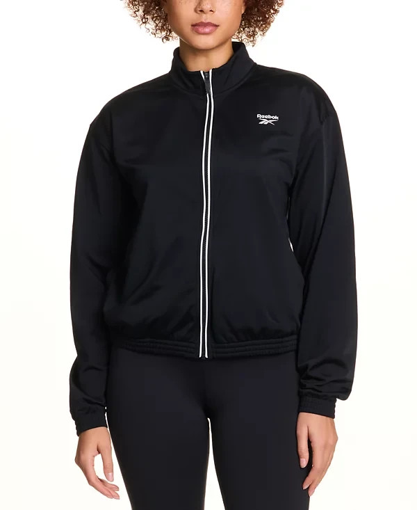 Reebok Womens Tricot Full-Zip Logo Jacket Black Size M 6790₽