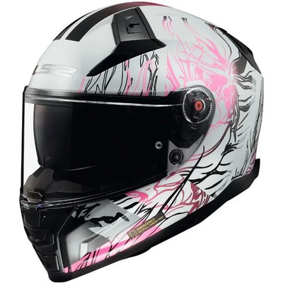 LS2 VECTOR 2 Motorrad Integralhelm DarFLO Weiß Rosa Glanz Größe S, XS