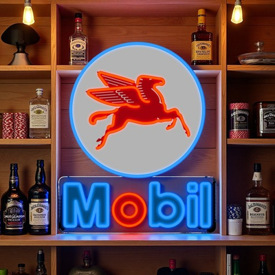 #ad #ad 16quot;x13quot; Mobil Gas Pegasus Motor Oil LED Neon Sign With Dimmer USB Powered Light $39.99