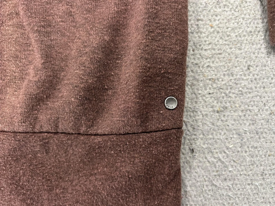 PrAna Sweatshirt Womens Large Brown Cozy Up Hemp Blend Fleece Crewneck Pullover - Image 3 of 4