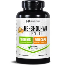 HealthFare Fo-Ti He Shou Wu 1000mg | 200 Count | Fo-Ti Herbal Supplement