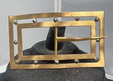 Antique Victorian Belt Buckle Sash Georgian Cut Steel Gilt Gold Brass Tone 3  