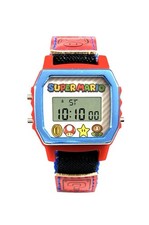 Super Mario Bros Light-Up Digital Watch Red Blue Nylon Strap Kids Boy