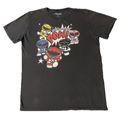 Mighty Morphin Power Rangers Chibi POW! Men s Black T-Shirt Large 90s