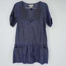 Madewell Dress Womens Blue Chambray Denim V Neck Coastal Cowgirl Western  XS