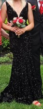 Black Sequin Sleeveless V-Neck Mermaid Gown Formal Long Evening Dress