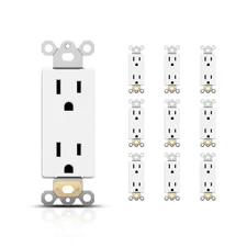 Decorator Receptacle, 15Amp 125V Standard Electrical Wall Outlet, 2 Pole 3 Wi...