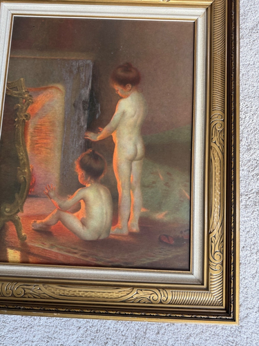 "Nach dem Bad" Gold gerahmter Kunstdruck von Paul Peel Bild 25" x 20" - Bild 3 von 24