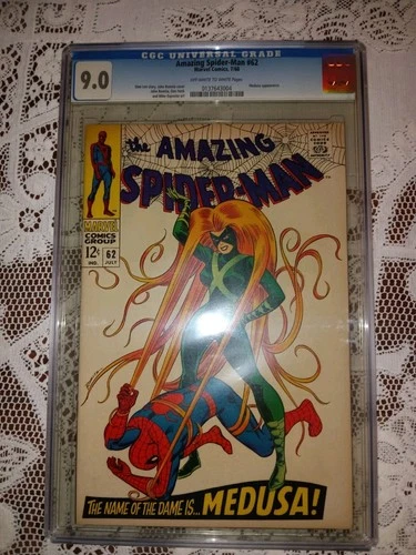 AMAZING SPIDER-MAN 62 CGC 9.0 MEDUSA MARVEL 1968 Unpressed Copy! Press & regrade