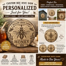 Personalized Honey Bee Sign Custom Farmhouse Apiary Wall Decor