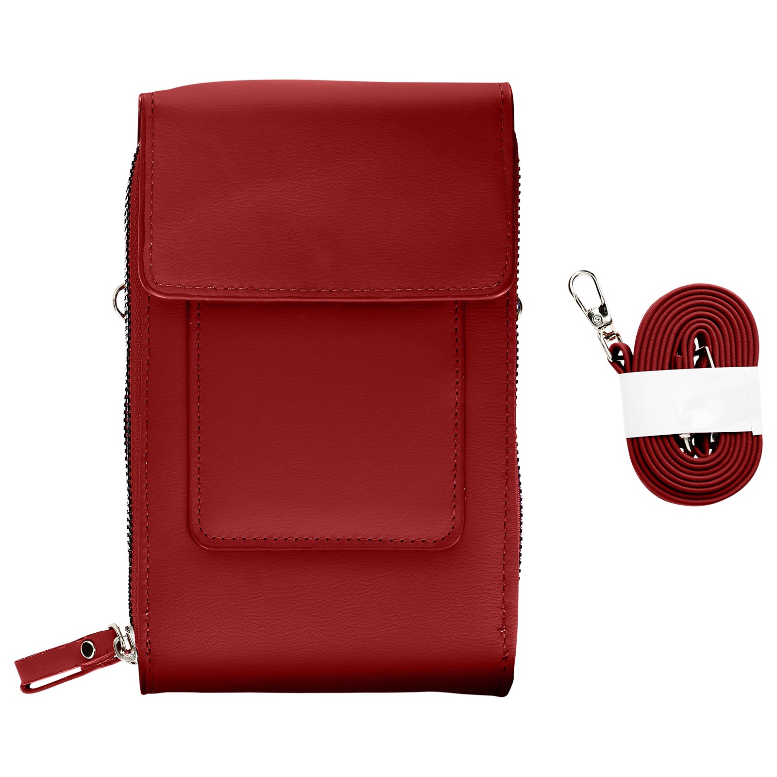 Mini sac à bandoulière rouge en similicuir grainé et finition zip épurée