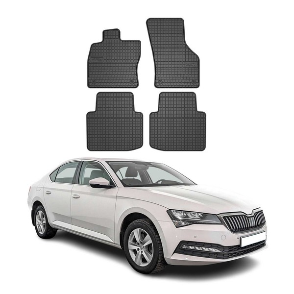 Omac Gummi FußMatten FüR Skoda Superb 2015-2024 Automatten Gummi Schwarz 4Tlg-image