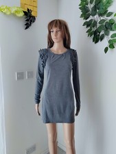❤️ Size 10 M&S Limited Collection solid grey detailed jersey bodycon dress 1073