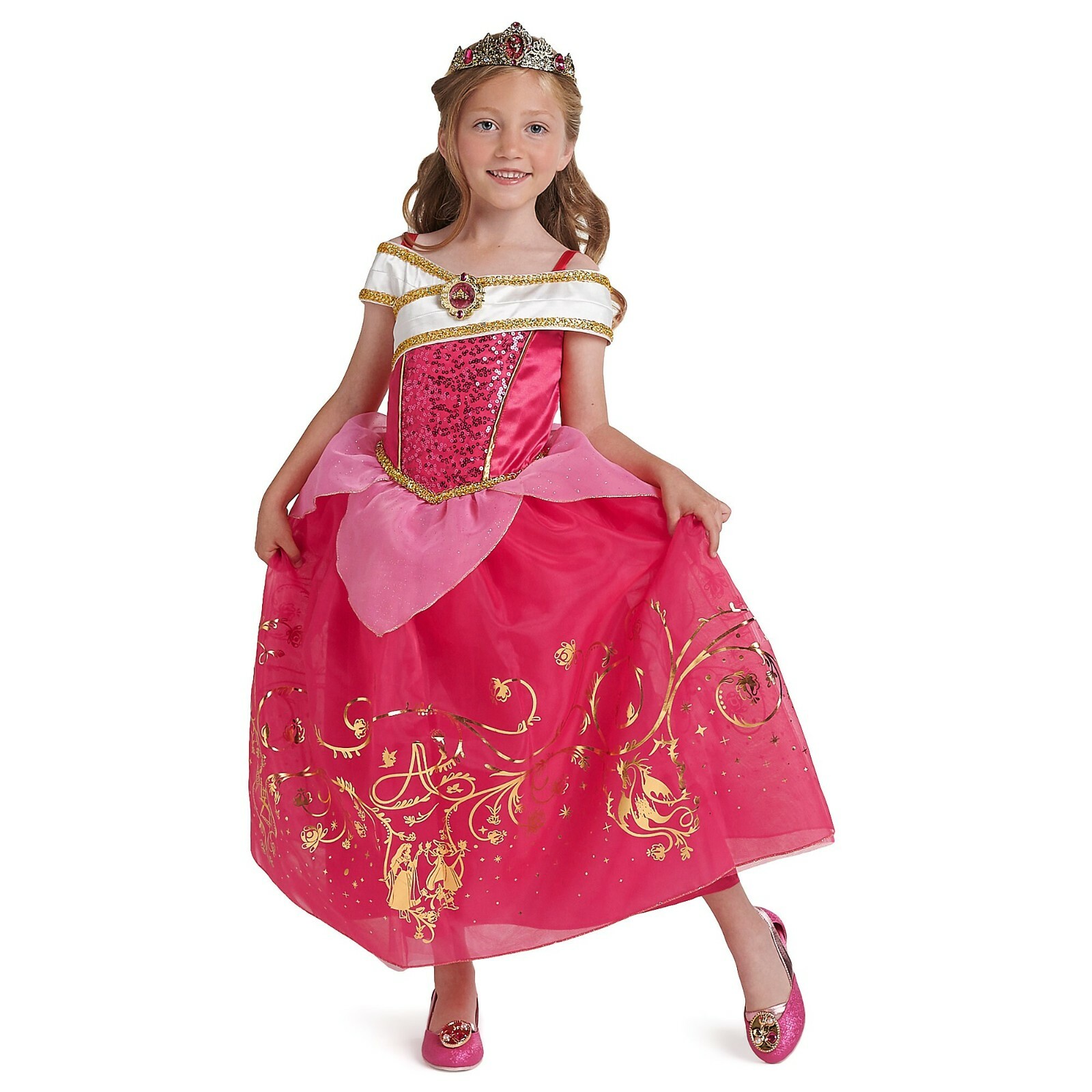 Disney Authentic Sleeping Beauty Princess Aurora Costume Dress Girls 3