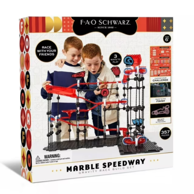 FAO Schwarz Marble Speedway Gravity Race Build Set, 357 Pieces/NEW
