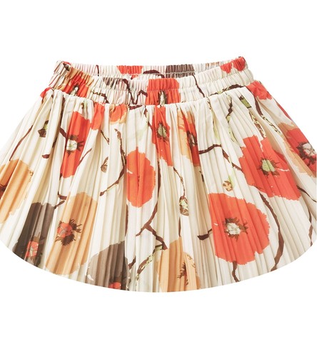 Women's Pleated Skirt Chiffon Elastic Waist A-Line Midi Length Skirt Ivory Fl... - Picture 3 of 6