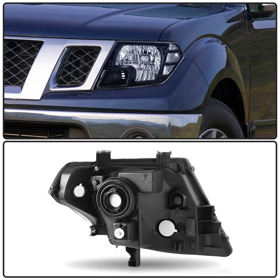 For 2009-2021 Nissan Frontier Truck Black Headlights Headlamps Left & Right Pair - Image 3 of 4