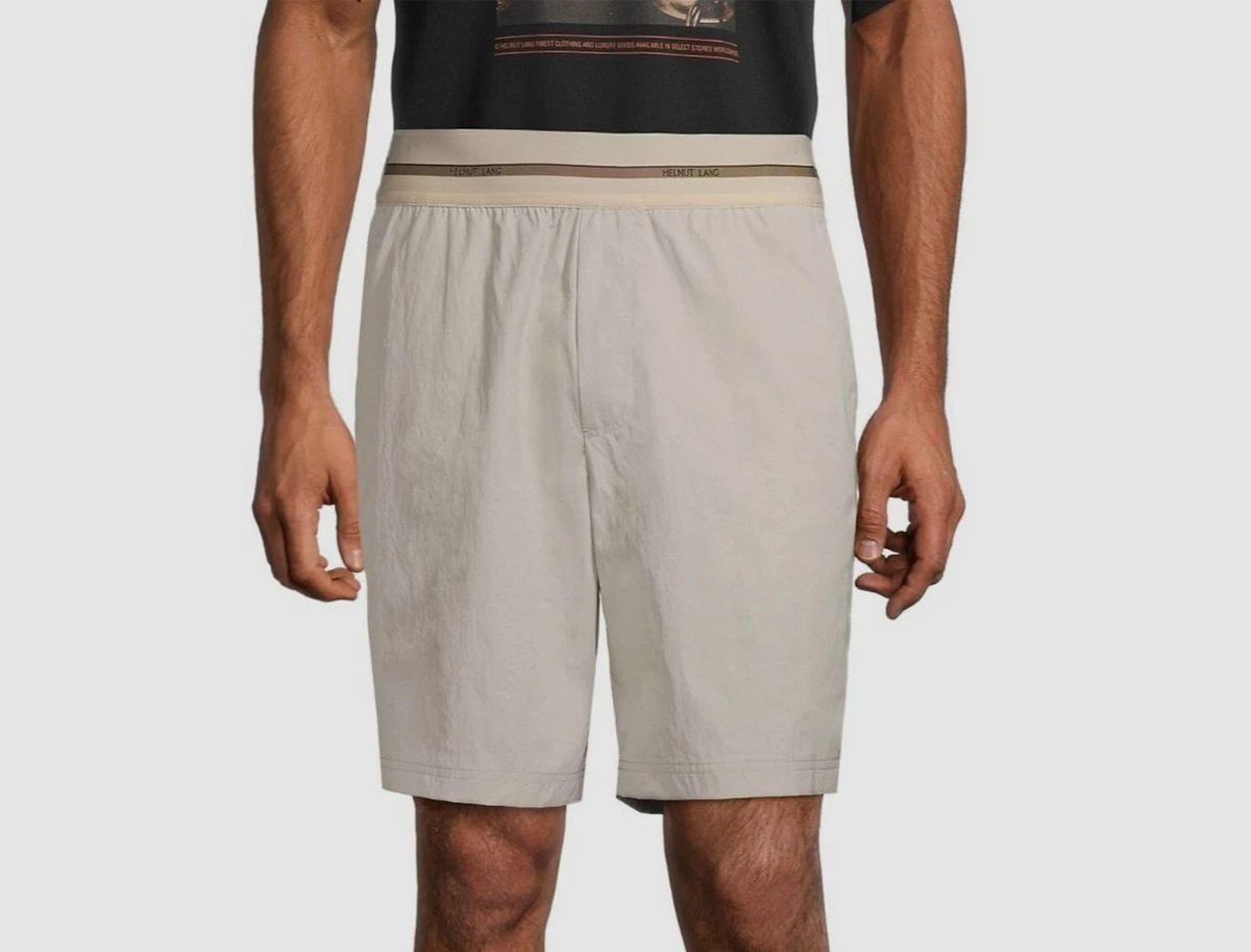 $325 Helmut Lang Men's Beige Pull-On Elasticized Waistband Shorts