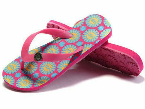 Sandali infradito nuovi con scatola bambina UGG Little Flare rosa fucsia taglia 10