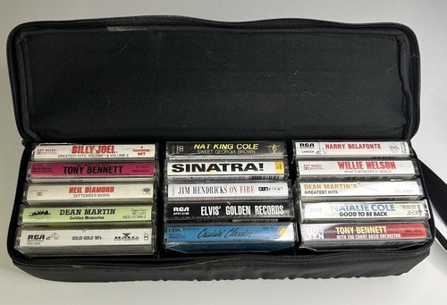 Vintage Gemini FULL 15 Cassette Holder w/Zipper - Elvis, Billy Joel, Sinatra Etc - Foto 2 di 6
