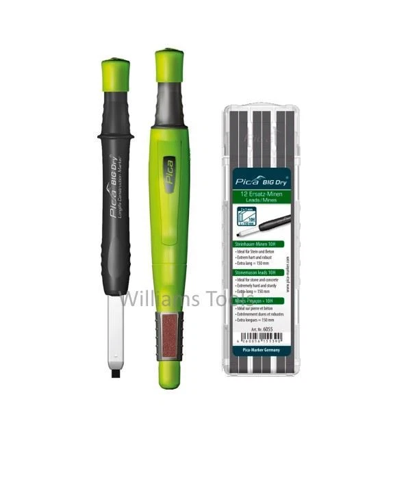 Pica BIG DRY Automatic Marker/Pencil 6060 + 6055 REFILL Black Graphite HARD 10H