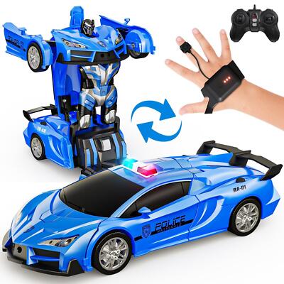2,4 GHz RC Polizeiauto Gestensensor Roboter Spielzeug mit LED-Leuchten, transformierbar
