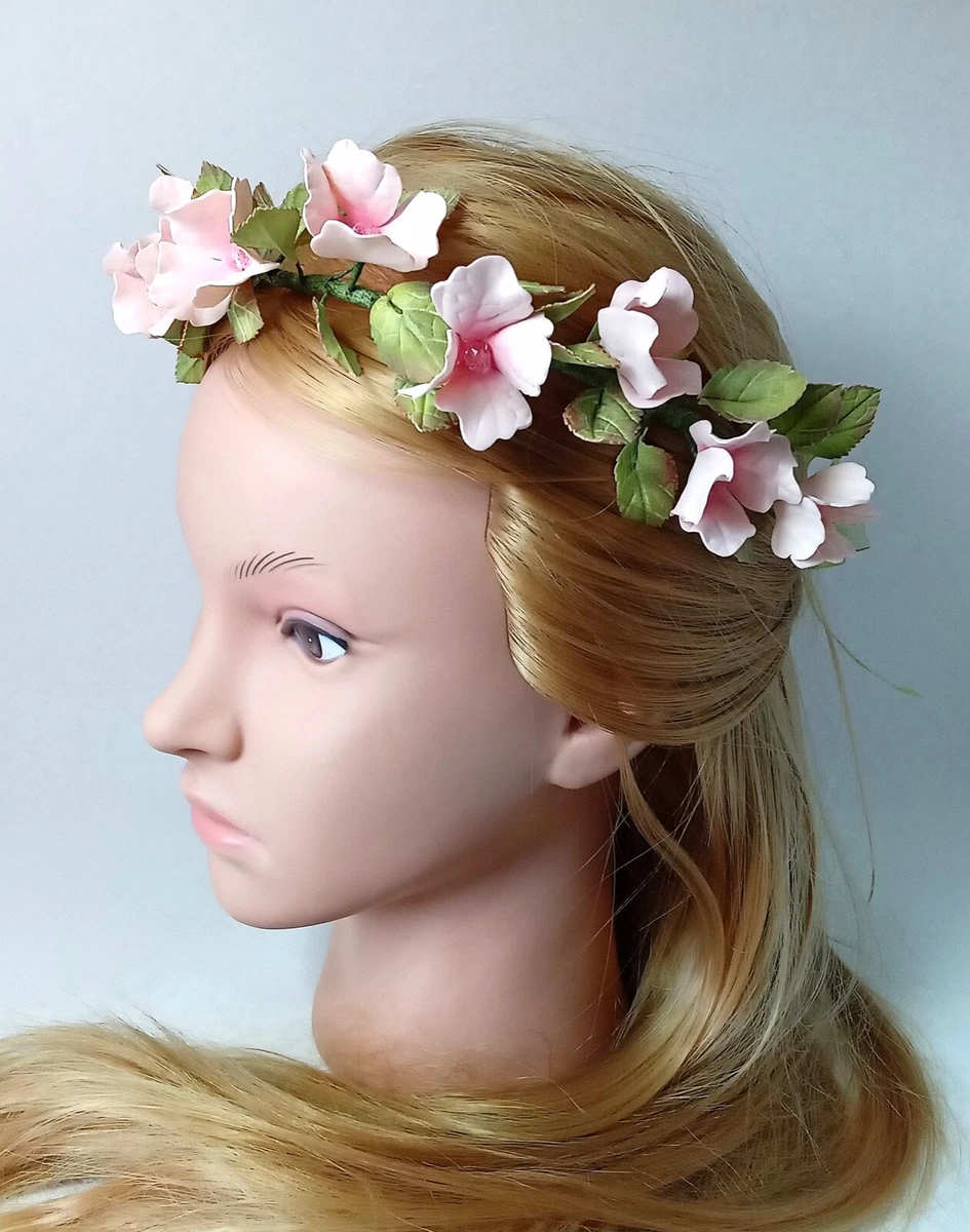 Corona Di Fiori Con Rose E Peonie - Ghirlanda Per Capelli Con Nastro Regolabile - Accessorio Bohémien Per Matrimoni, Feste E Festival (Colore Rosa)