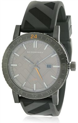 BURBERRY ブラックラバーベルト時計 BU9341 BURBERRY Men's BU9341 'The New City' GMT 42mm Watch 130112