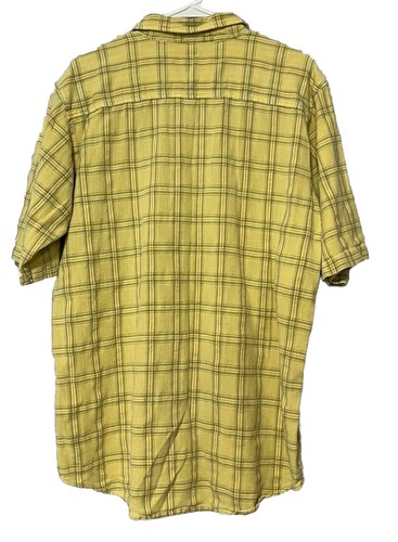 Camisa de campamento Bob Timberlake para hombre mediana amarilla a cuadros algodón bajo profesional abotonada - Imagen 4 de 11