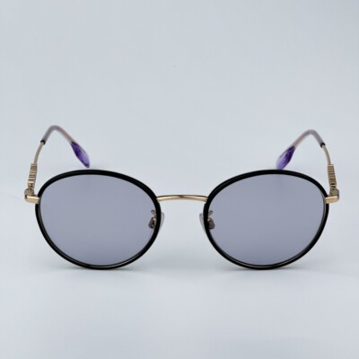 BRAND NEW Burberry BE3148D 10171A Black Gold Lillac Oval Unisex Sunglasses Burberry BE3148D Round Sunglasses | EyeOns.com main image 4