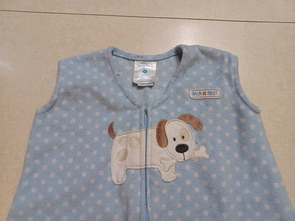Halo Baby Fleece Sleep Sack Size Medium 6-12 Months Blue Puppy Dog Polka Dot - Image 2 of 4