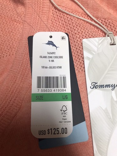 Tommy Bahama Big & Tall IslandZone Coolside V-Neck Sweater Size L Pink $125 - Picture 5 of 12