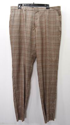 Vinci Mens Camel Slash Pocket Glen Plaid Business Career Dress