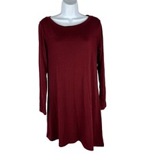 Maroon Long Sleeve Dress With Side Buttons Size S