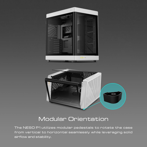 RGB Dual-Chamber Panoramic Tempered Glass Gaming PC Case; 2-Way Standing with Ve - Picture 7 of 9