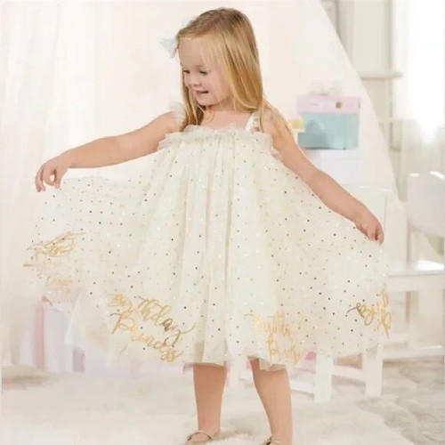 MUD PIE Gold Polka Dot on Ivory Tulle Birthday Princess Dress 12 Months - 5T NWT