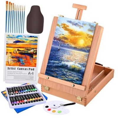 Tabletop Easel Acrylic Paint Set, 40 Pack Painting Kits for Adults, Painting 