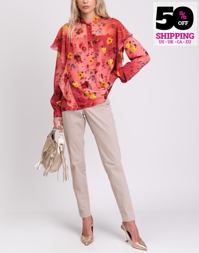 RRP€810 BLUMARINE x SALVATORE PICCIONE Blouse IT42 US6 UK10 M Contrast Silk Pink