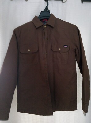 Dickies Flannel Lined Men's Button Down Jacket Size S dark brown