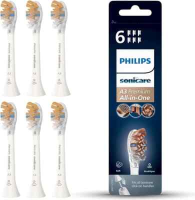 6er Pack Zahnbürstenköpfe Phillips Sonicare A3 Premium All In One HX9096/10 Weiß