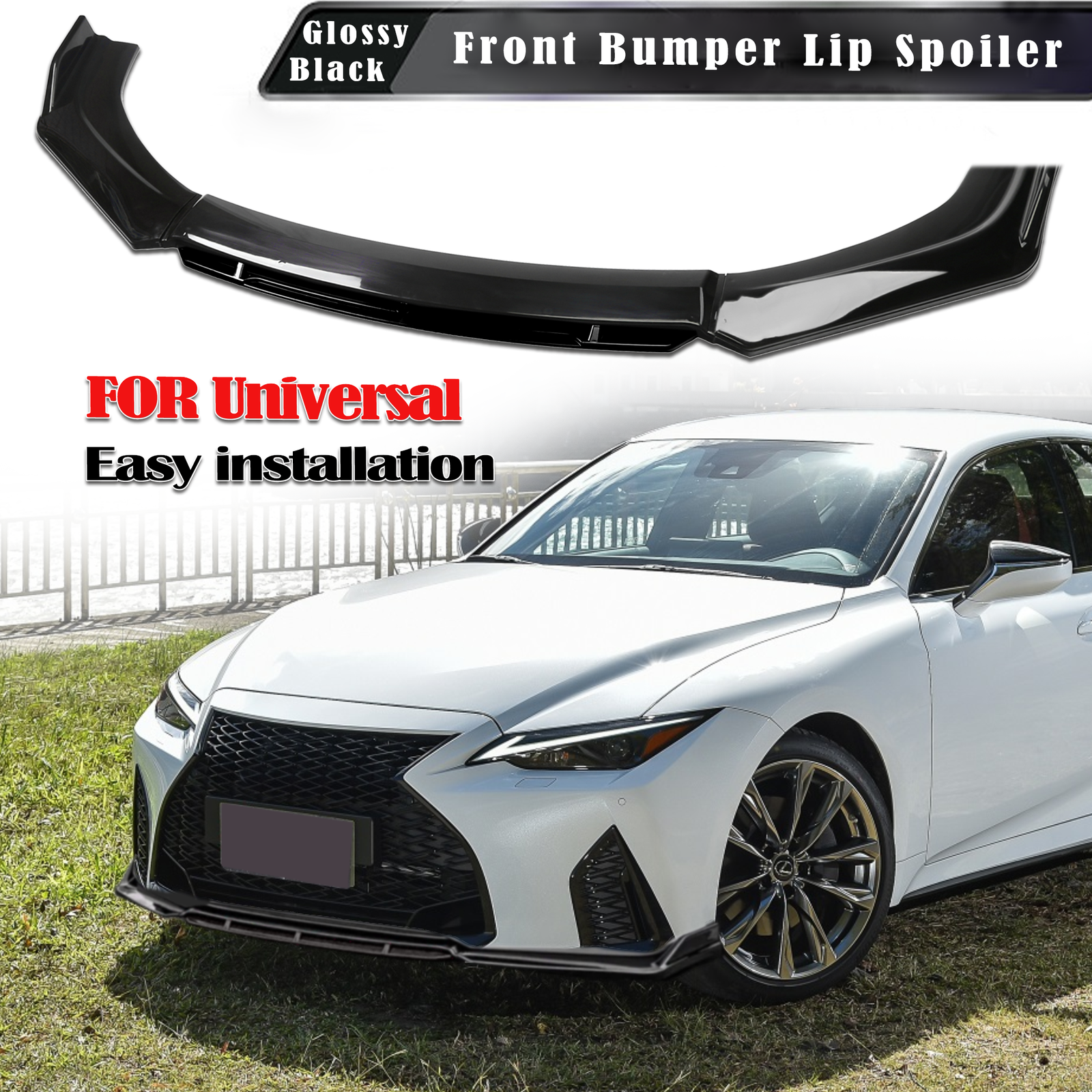 For Lexus IS250 IS350 Universal Front Bumper Lip Spoiler Splitter Diffuser Black