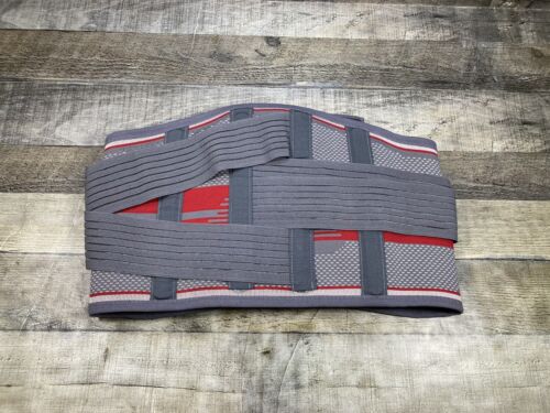 Ortonyx Knitted Back Brace Lumbosacral Gray Red ACKB724 Size M-L, Medium - Large - Picture 3 of 8