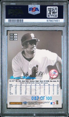 1998 Flair Showcase Legacy Collection Bernie Williams 87/100 PSA 4 