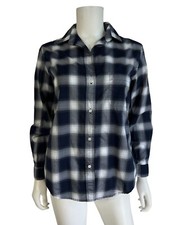 Grayson The Hero Blouse Top Shirt Blue White Plaid Button Long Sleeve Sz 1 XS S