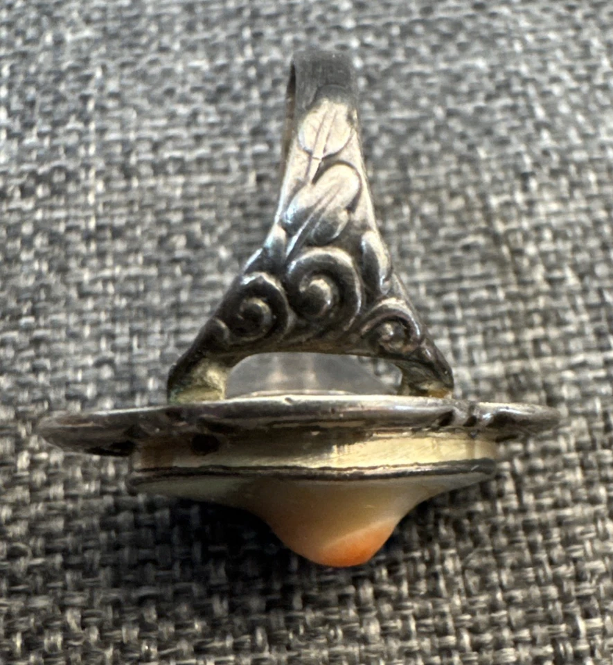 复古古董 Blister 珍珠和纯银戒指 新艺术风格 尺寸 4 1900 年代 — 第 3/4 张图片