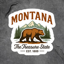 Montana sticker vinyl decal the treasure state bear forest est 1889