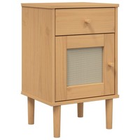 Nachttisch Nachtschrank Nachtkommode Senja Braun 40X35X65 Cm Massivholz Kiefer