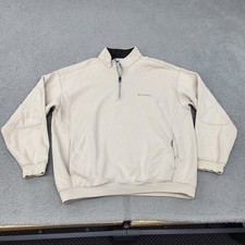 Columbia 1/4 Zip Sweatshirt Mens XL Beige Embroidery Pullover Pockets